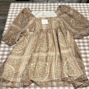 Brown Patterned Blouse